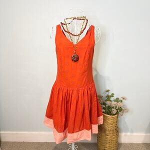 Gorgeous orange & pink emma muholland on holiday eyelet babydoll sundress